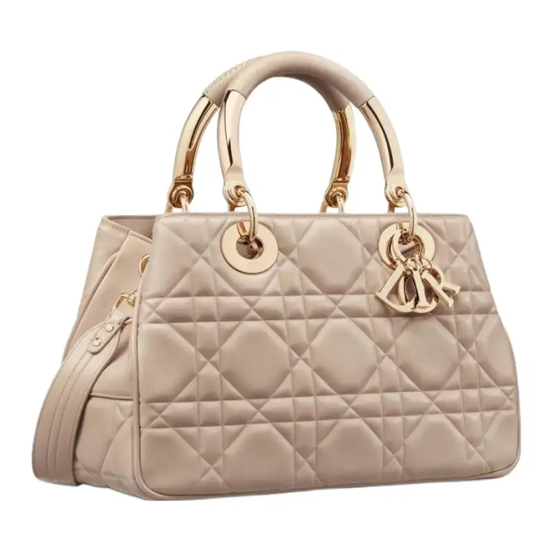 DIOR Cow Leather Handbag Medium Women's Beige