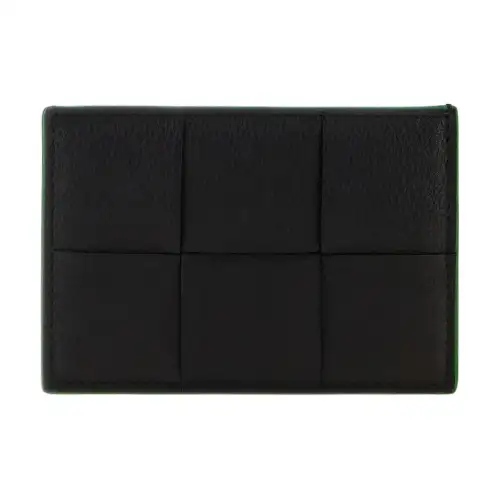 Bottega Veneta Calfskin Card Holder Women's Black & Green