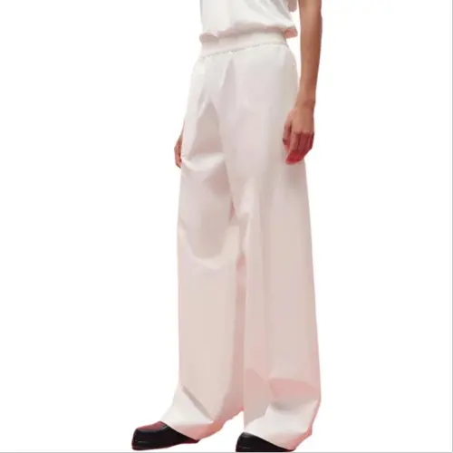 HERMES Casual Pants Women's White Moderate Straight Fit Pants