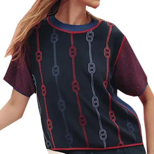 HERMES Crop Tops Women's Multicolor Crew Neck Moderate