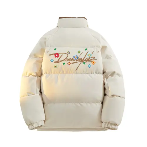 DEERWAY Velvet design atmospheric travel windproof keep warm down jacket for men and women, duck down, American style, hand painting, adds volume, loose fit