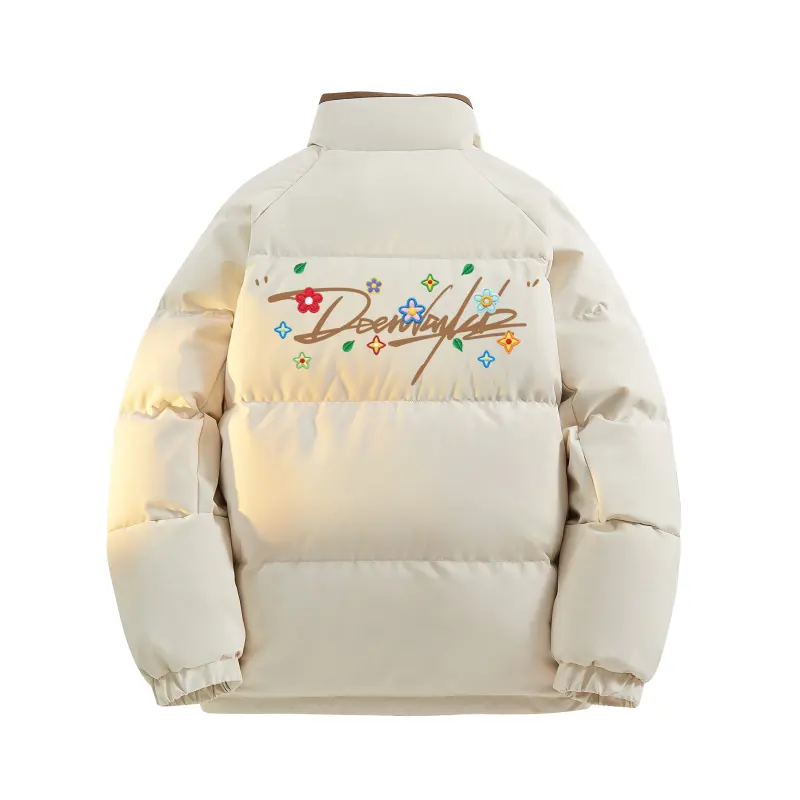 DEERWAY Velvet design atmospheric travel windproof keep warm down jacket for men and women, duck down, American style, hand painting, adds volume, loose fit