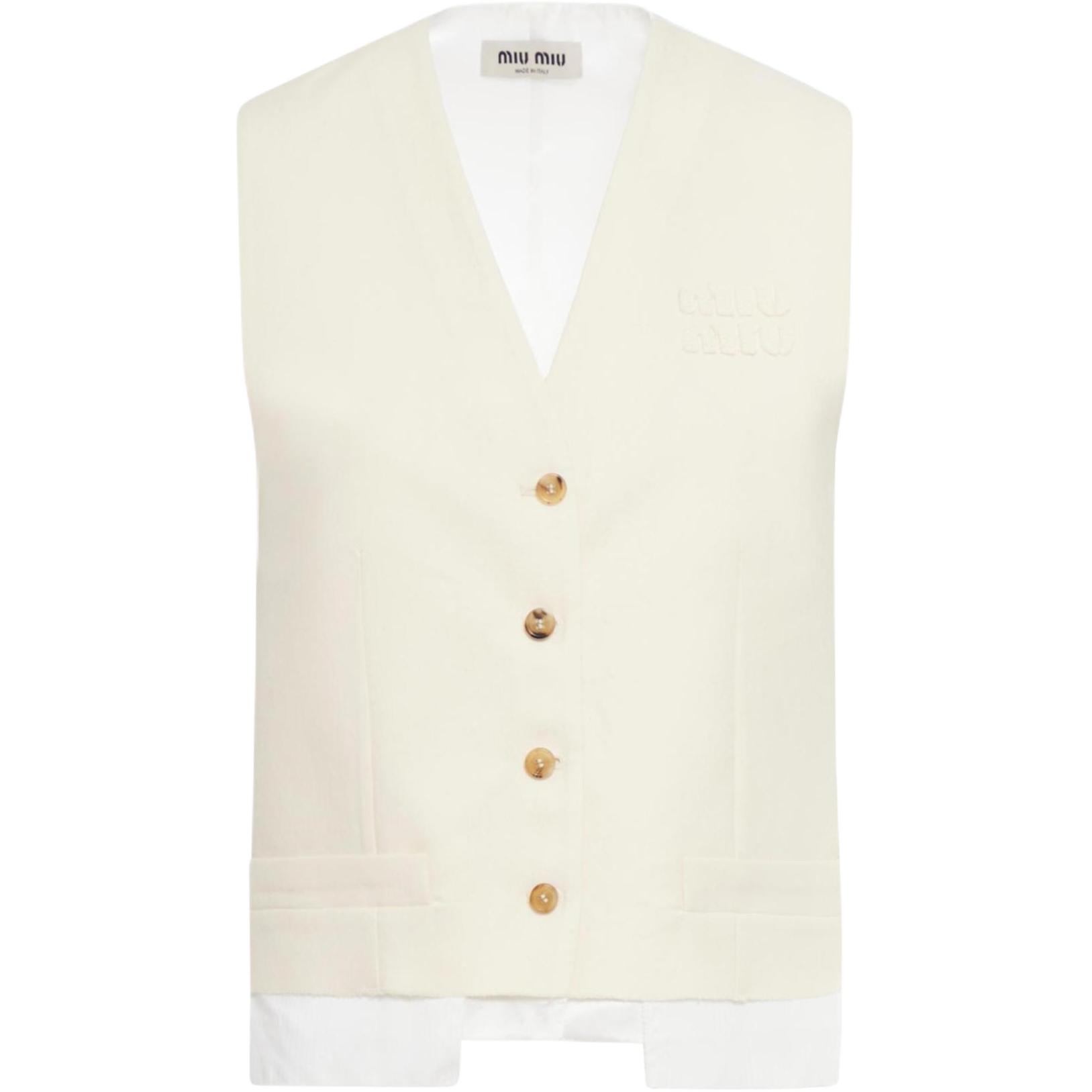MIU MIU Vests Women's Ecru V Neck Moderate Other