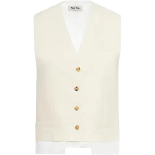 MIU MIU Vests Women's Ecru V Neck Moderate Other