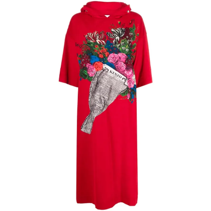 【Previous Season】floral-print hoodie dress
