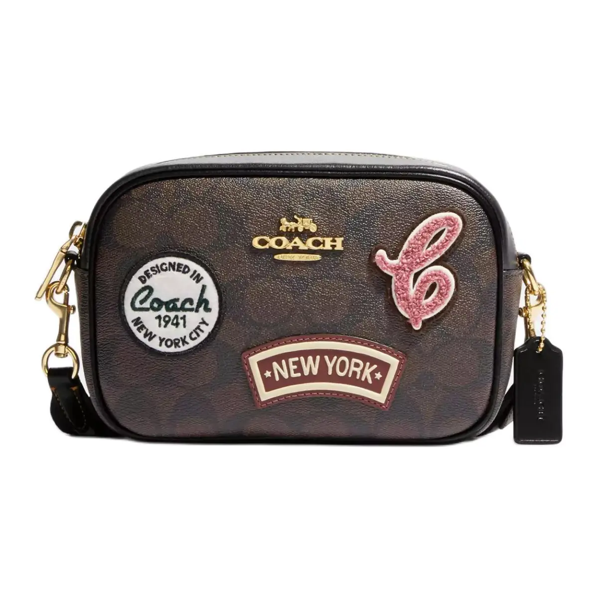 COACH Jamie Canvas With Leather Camera Bag, Shoulder Bag, Crossbody Bag Mini Women's Dark Brown