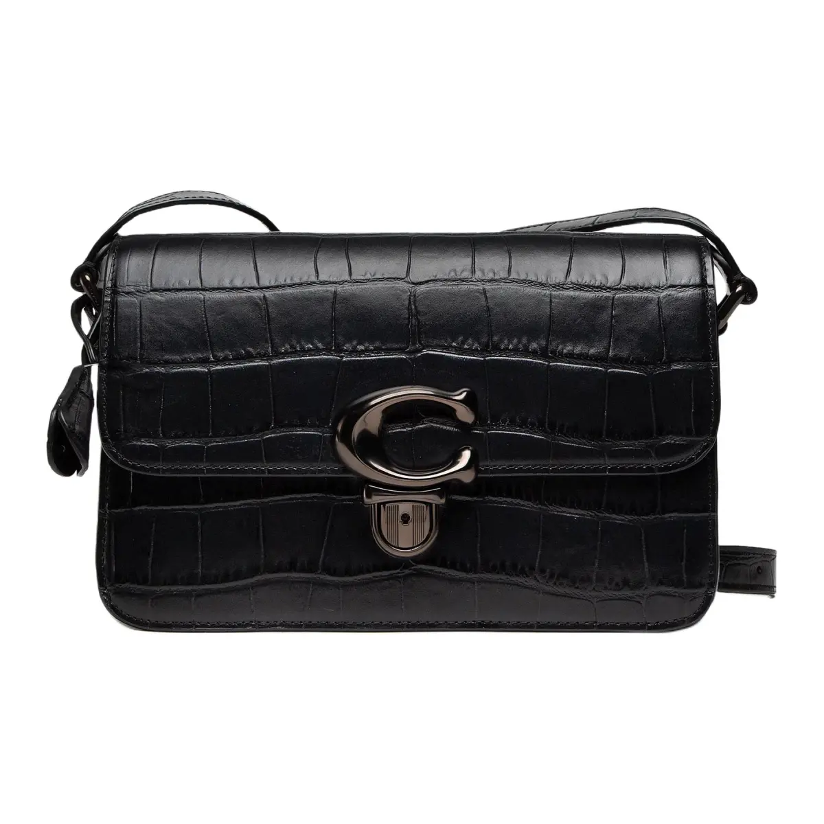 COACH Studio Crocodile Pattern Leather Shoulder Bag, Crossbody Bag Large Women's Black