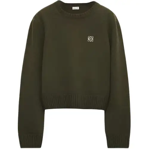 LOEWE Cashmere Sweaters Women's Green Crew Neck Moderate