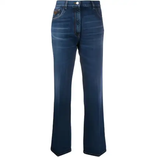 PRADA Jeans Women's Blue Moderate Flared Pants