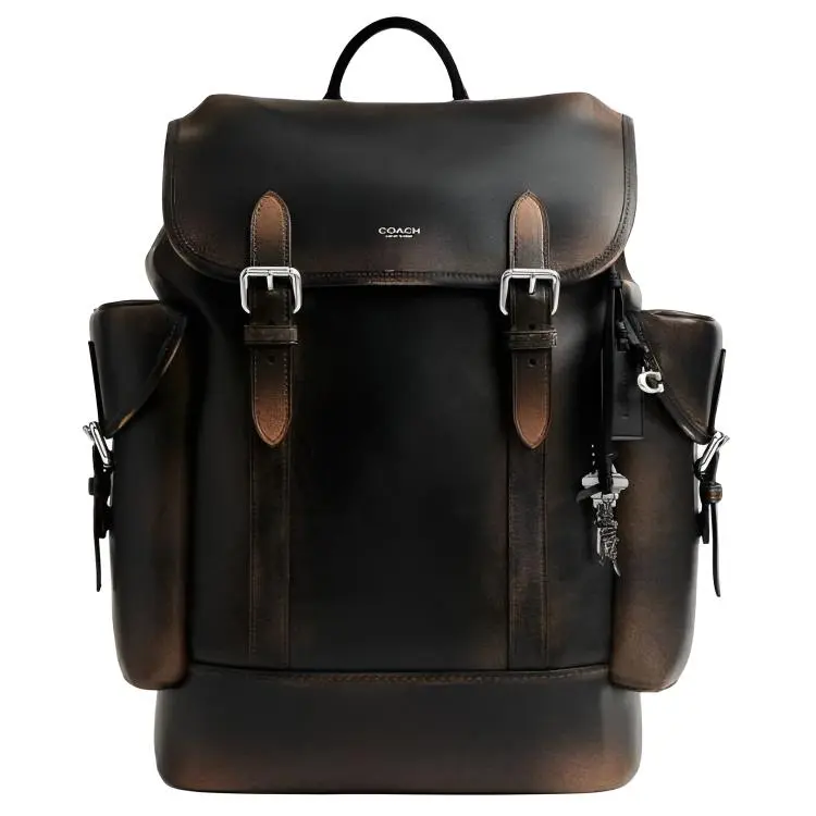 COACH Leather Backpack Large Men's Black