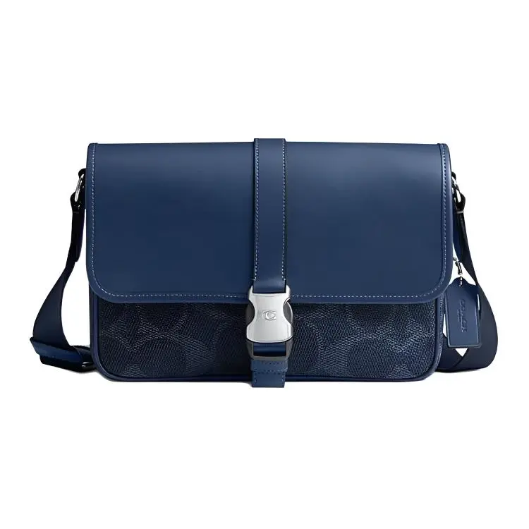 COACH League Cow Leather Crossbody Bag, Shoulder Bag Large Women's Blue