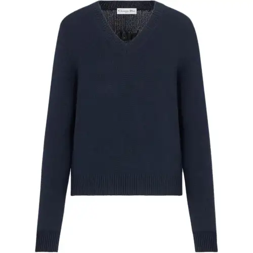 DIOR Sweaters Women's Dark Blue V Neck Moderate Other