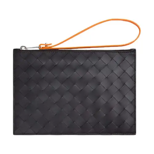 Bottega Veneta Leather Wallet Women's Black/Papaya