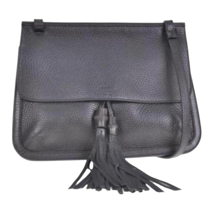 GUCCI Genuine Leather Shoulder Bag Women's Black