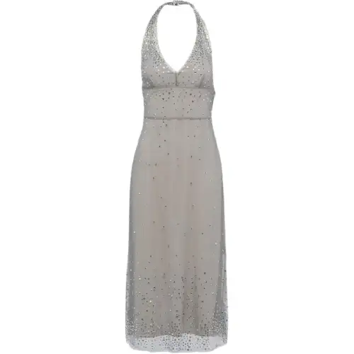 PRADA Crystal embroidered Halterneck Tulle Dress