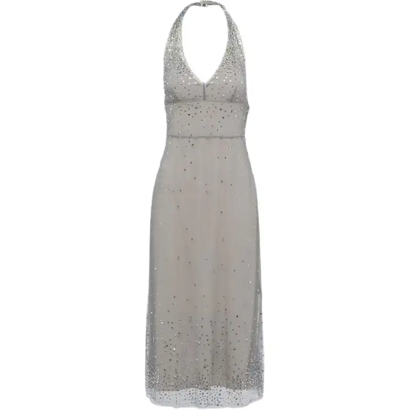 PRADA Crystal embroidered Halterneck Tulle Dress