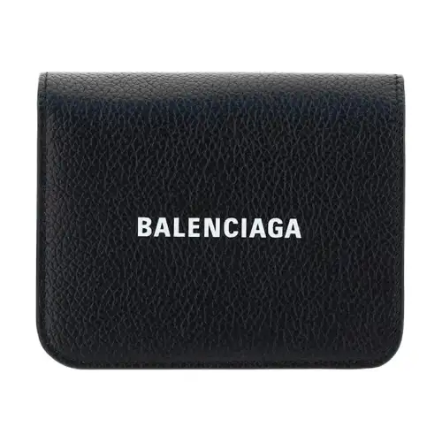 Balenciaga Bifold Cow Leather Wallet Men's Black
