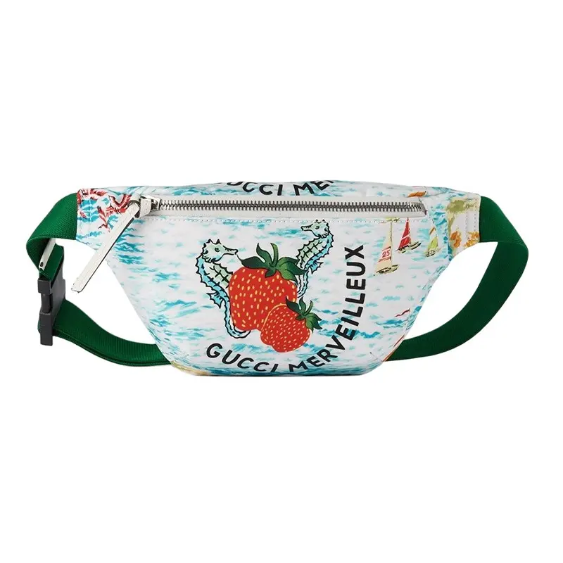 GUCCI Recycled Nylon Fanny Pack, Sling Bag, Kids' Bag Kids' White/Red/Light Blue