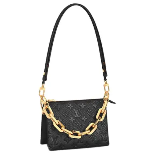 LOUIS VUITTON Coussin Python Skin One Shoulder Handbag Small Women's Black