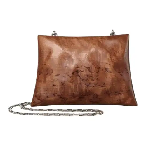 Bottega Veneta Wooden One Shoulder Crossbody Clutch Women's Dark Brown