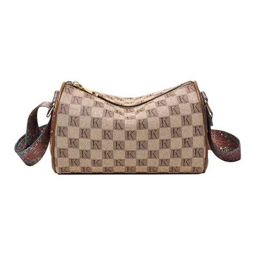 Fashionable universal genuine design synthesized pillow PVC, shoulder bag, apricot boston bag, 2023