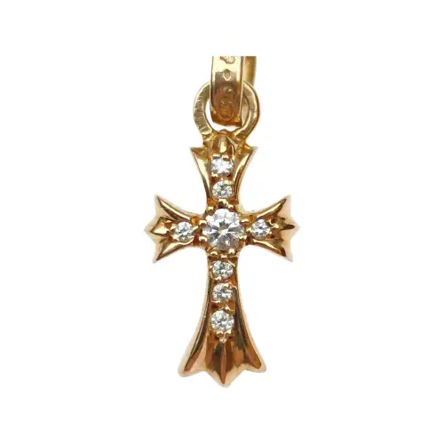 Chrome Hearts Cross Diamond Design Pendant Women's Gold