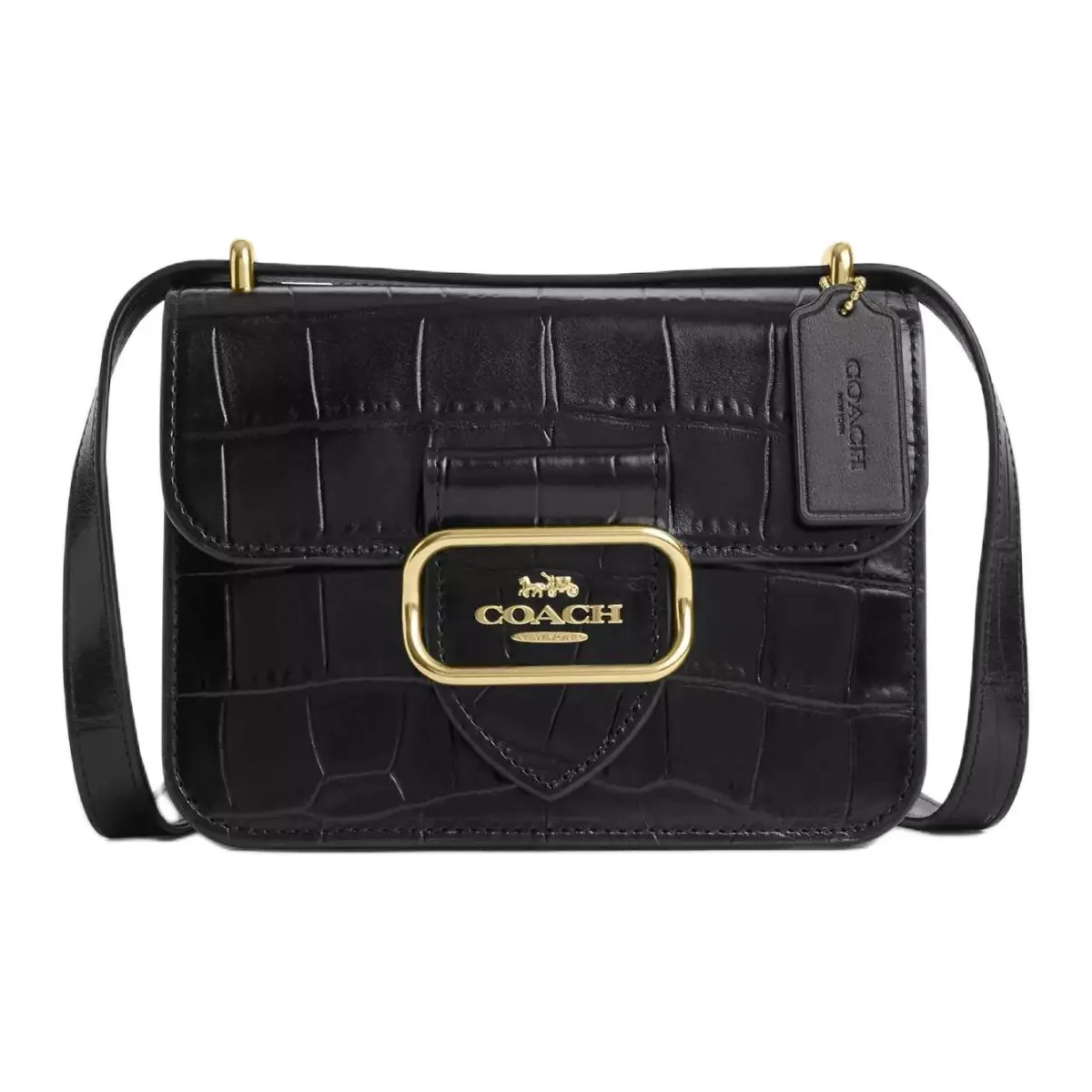 COACH Morgan Cow Leather Square Bag Shoulder Bag, Crossbody Bag Small Women's Bright Black