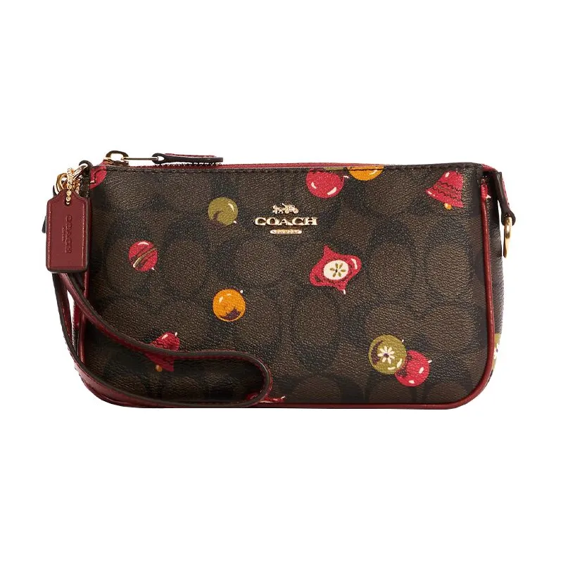 COACH Nolita Coated Canvas With Leather Pochette, Shoulder Bag, Clutch Small Women's Dark Brown