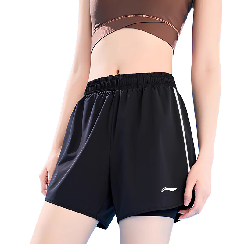 Li Ning Sports Shorts Unisex Classic Black Reflective Strip Design Thin