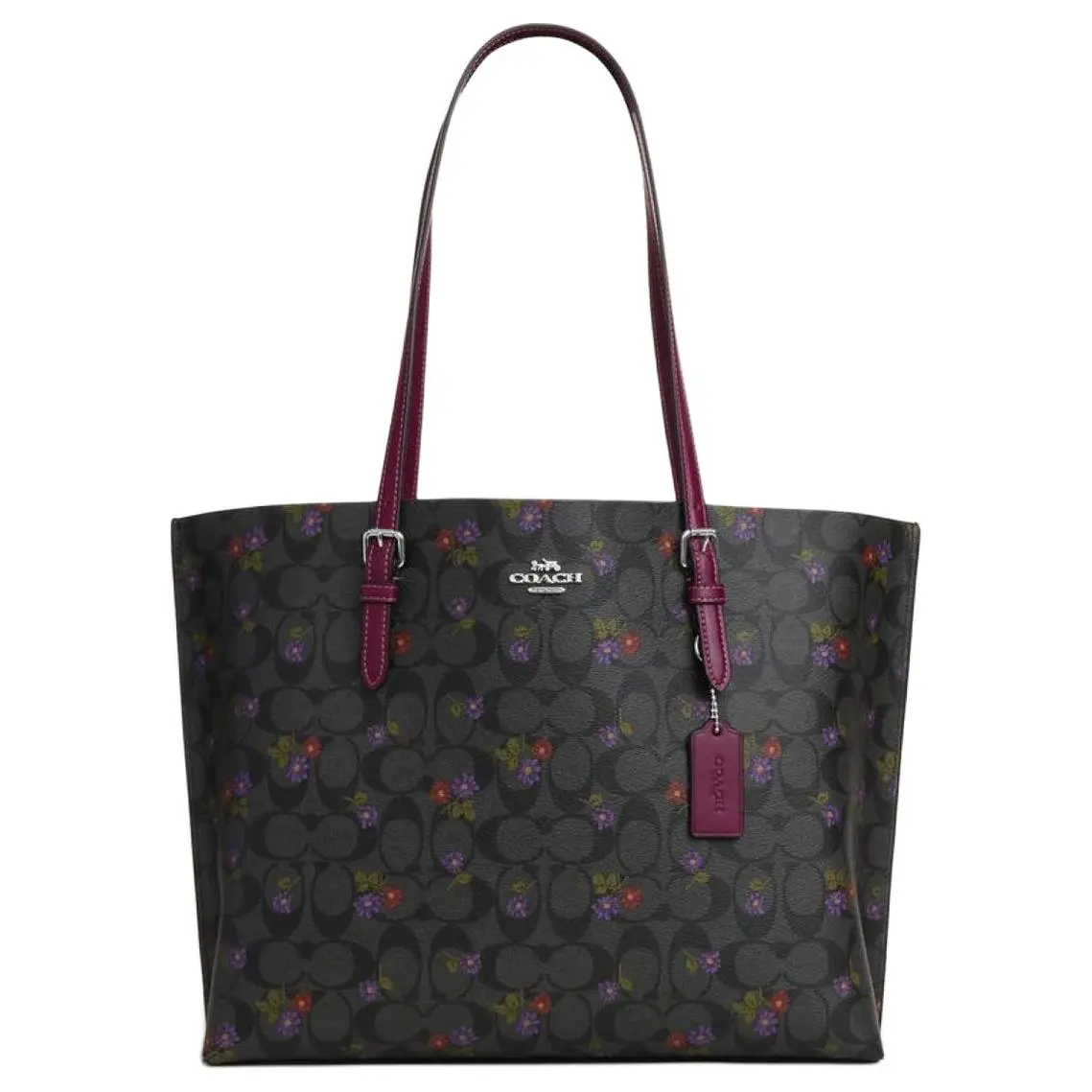 COACH Mollie Coated Canvas Shoulder Bags Large Women's Graphite Dark Berry