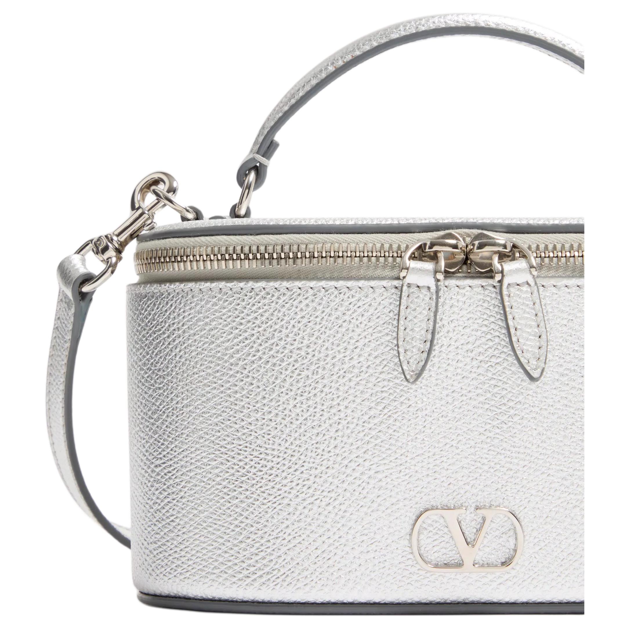 Женская сумка Valentino VLogo Signature V (серебристый) — фото 5