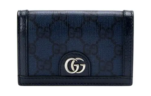 GUCCI Ophidia Supreme Canvas With Leather Wallet Men's Blue & Dark Blue