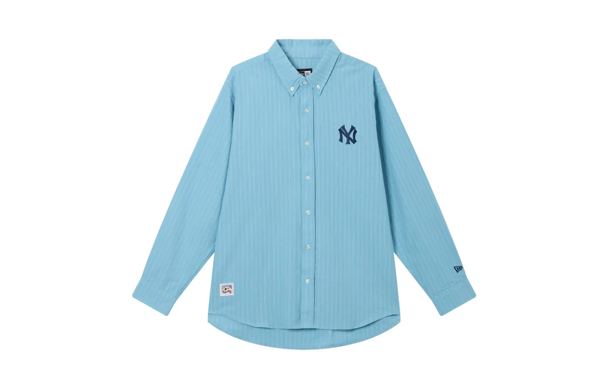 New Era Shirts Unisex Cyan Stripes Lapel Moderate