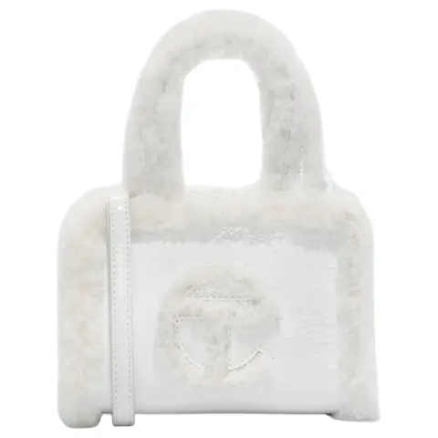 UGG X TELFAR Collaboration Cow Leather With Shearling Shoulder Bag, Crossbody Bag, Handbag Small Women's White
