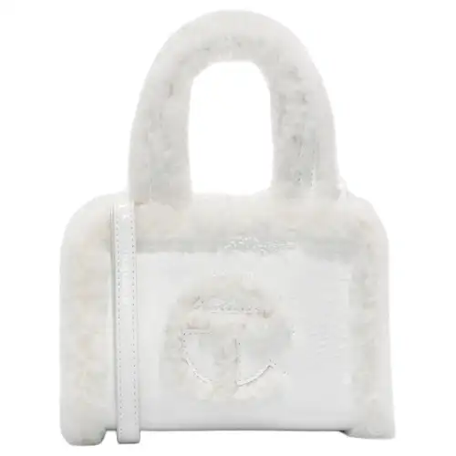 UGG Telfar Collaboration Cow Leather With Shearling Shoulder Bag, Crossbody Bag, Handbag Small Women's White