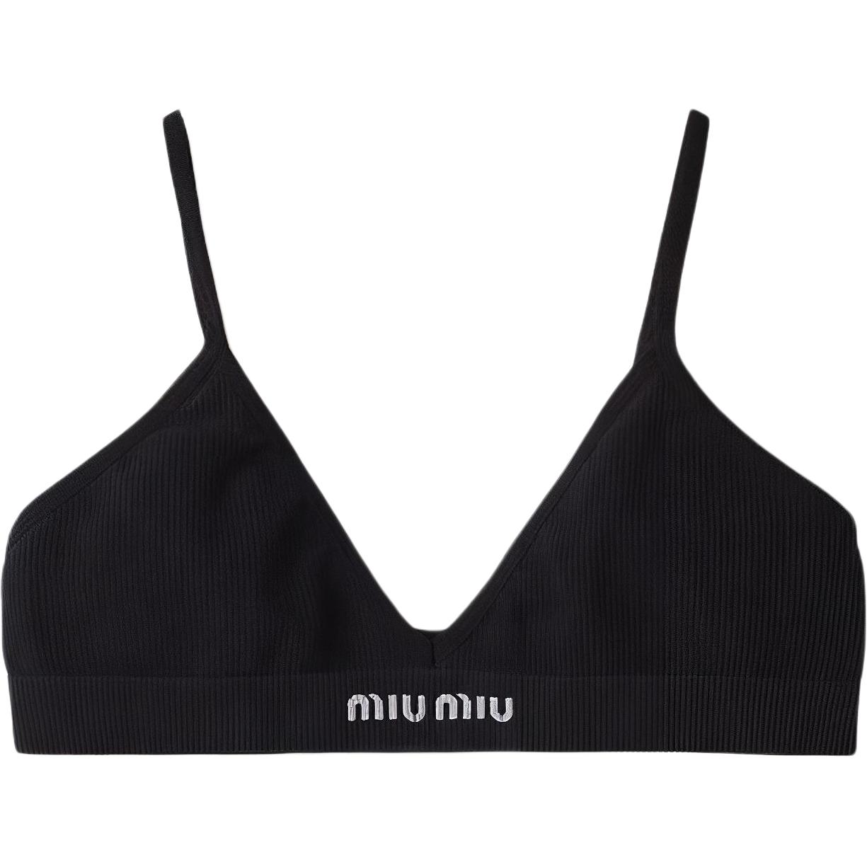 Женский бюстгальтер MIU MIU Logo Bra (черный)