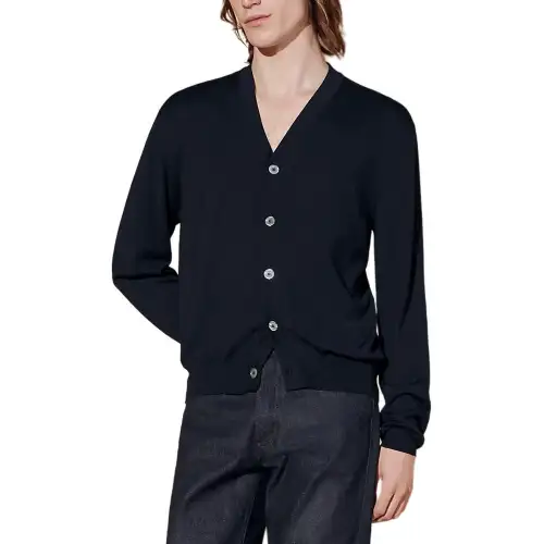 HERMES Knitwear Men's Black V Neck Moderate Straight Fit