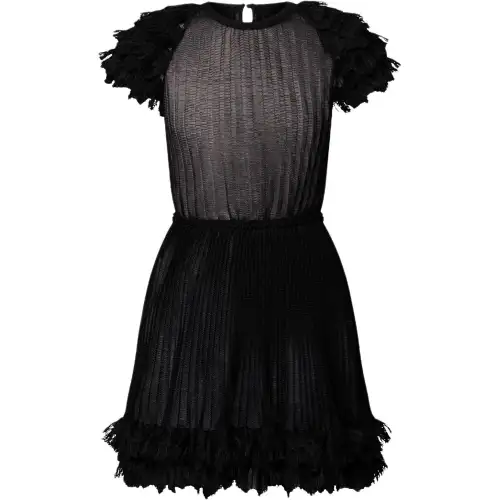 LOUIS VUITTON Ruffle Trim A-Line Knit Dress