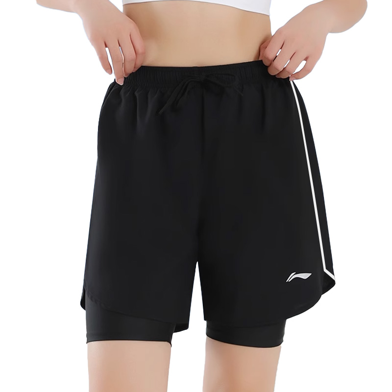 Li Ning Sports Shorts Unisex Classic Black Reflective Strip Design Thin