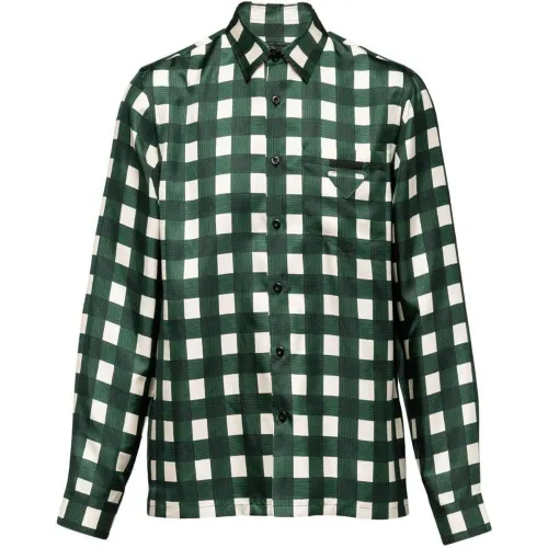 PRADA Shirts Men's Green Lapel Moderate