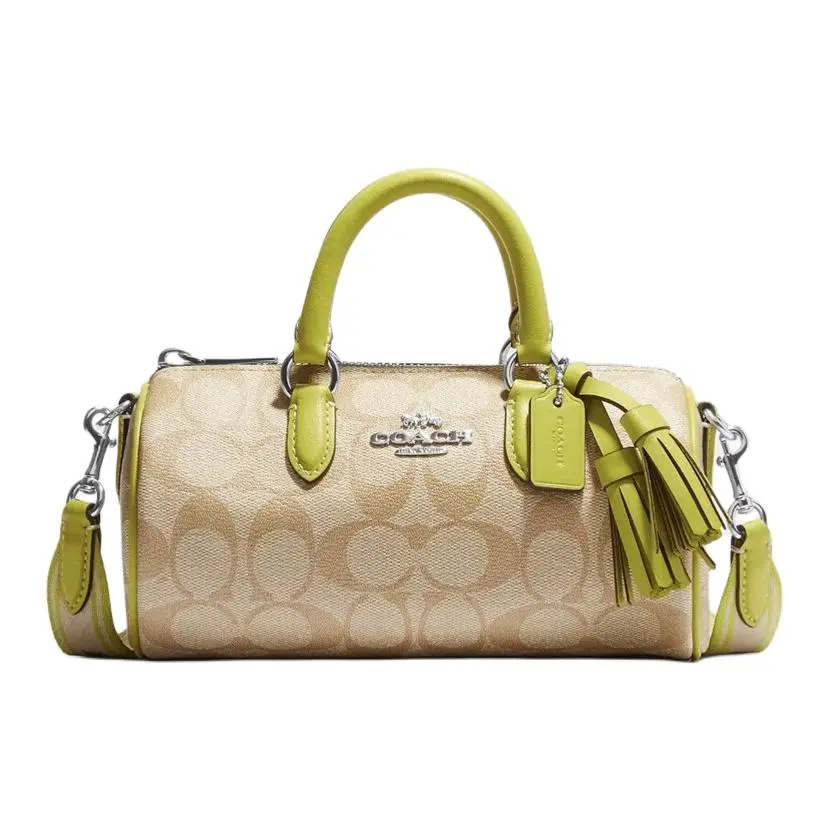 COACH Lacey Coated Canvas With Leather Handbag Small Women's Brown & Yellow