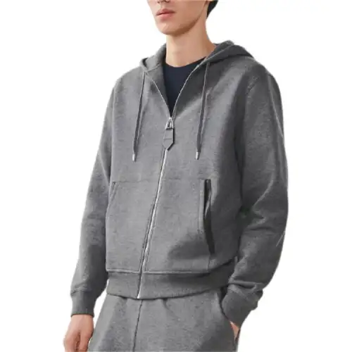 HERMES Jackets Men's Gray Hooded Moderate Other