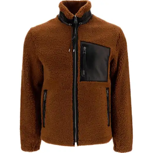 LOEWE Jackets Men's Light Umber Stand Collar Thickened Other