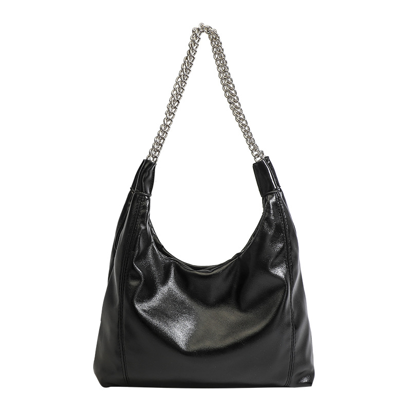 NOMK Pu Chain Bag, Shoulder Bag, Tote Bag, Shopping Bag, Commute Bag, Shoulder Bag Medium Women's Black