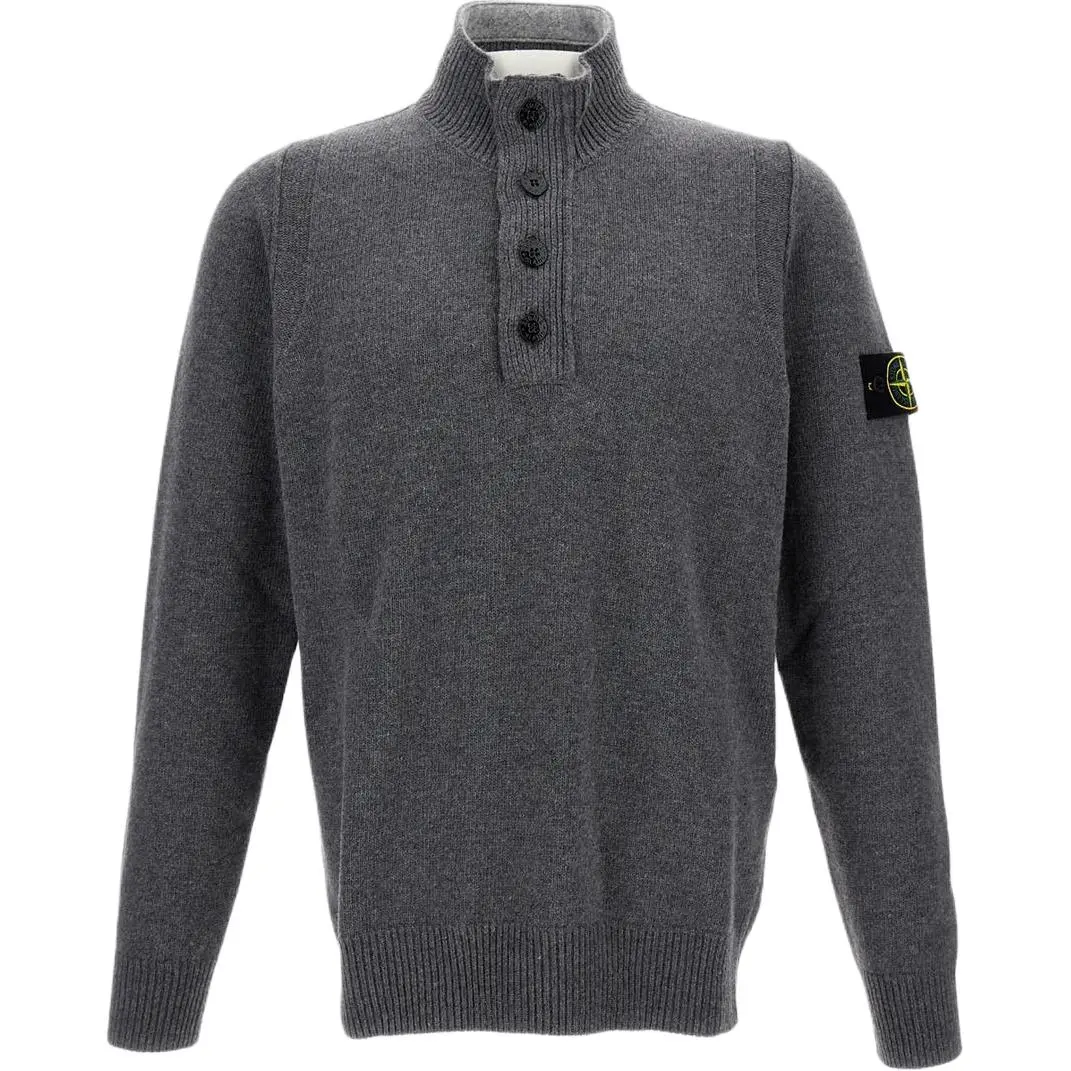 STONE ISLAND High neck Button Wool Sweater