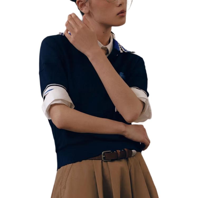 Женская футболка LACOSTE Поло (темно-синяя) — фото 2