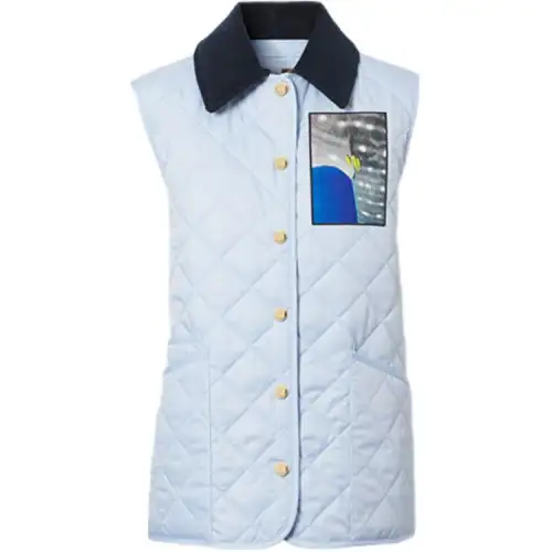 Burberry Vests Women's Blue Lapel Moderate Other
