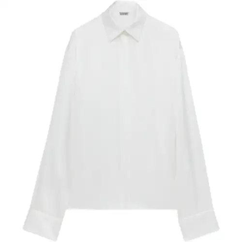 LOEWE Shirts Women's White Pointed Collar Moderate Shirt