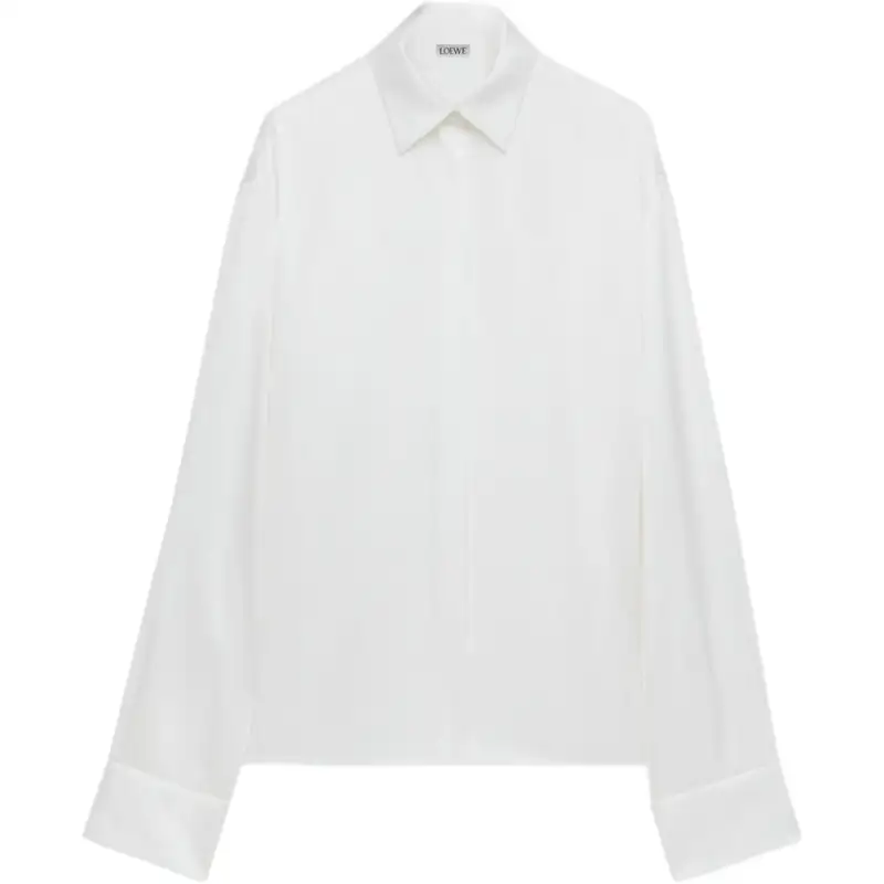 LOEWE Shirts Women's White Pointed Collar Moderate Shirt