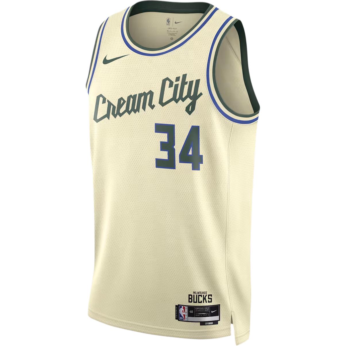 Nike NBA Swingman City Edition 2025-26 Season Milwaukee Bucks Giannis Antetokounmpo No. 34 Colorblock Round Neck Pullover Sleeveless Basketball Vest Men's Style